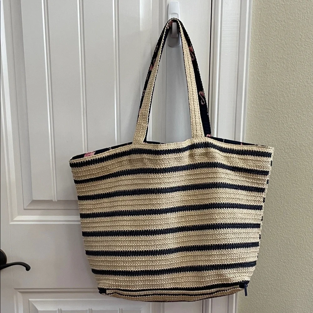 Vera Bradley Straw Flamingo Tote